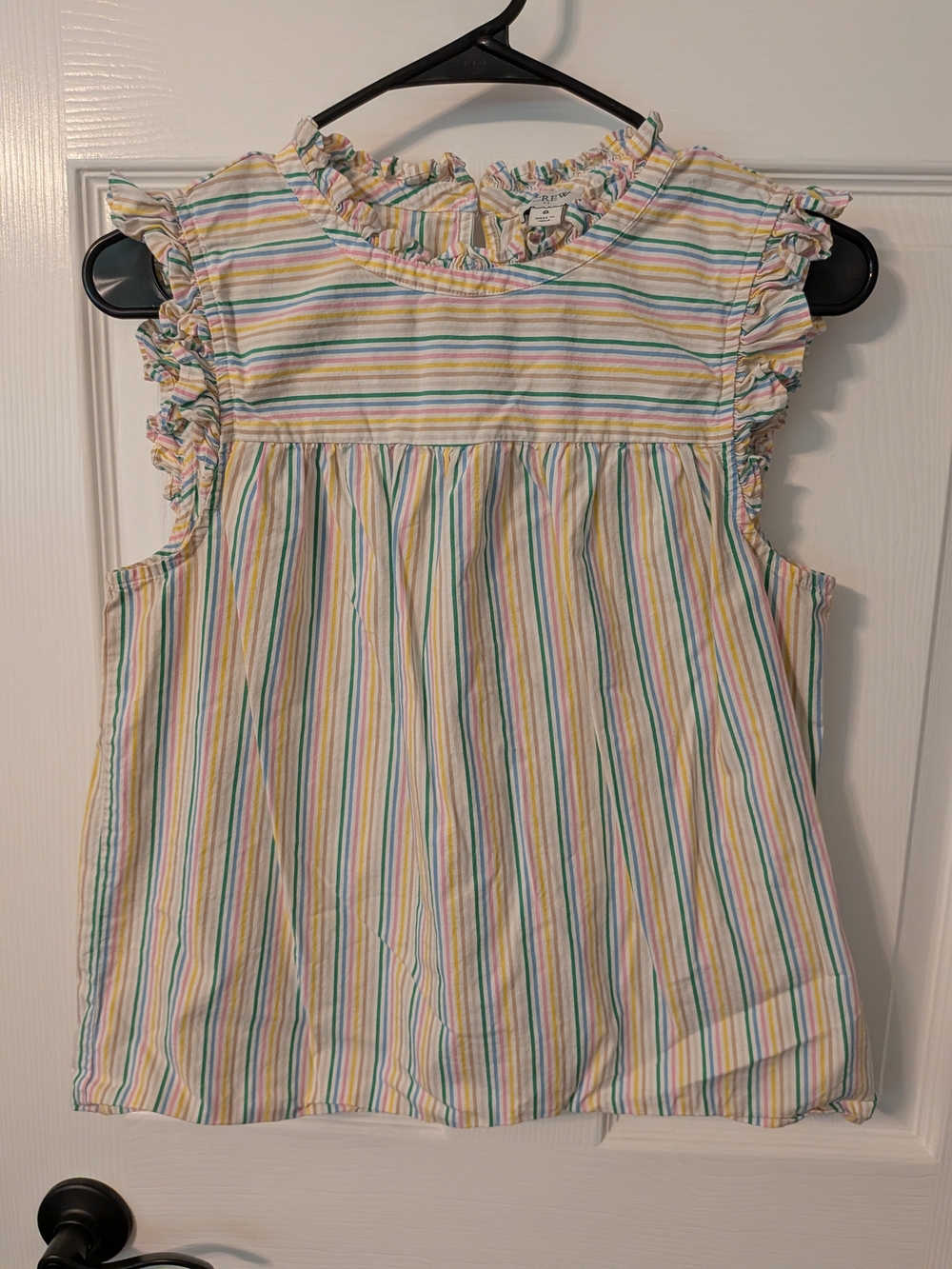 Multi-Color Striped Ruffle Sleeve Top